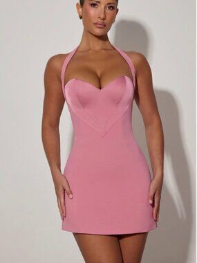 Oh Polly Pink Halter Bodycon Mini Dress – NWT